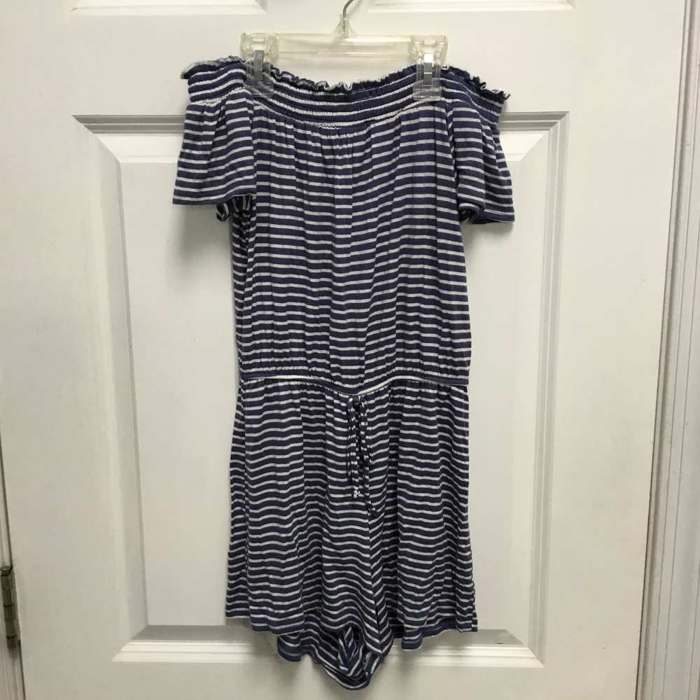 Striped off the shoulder romper